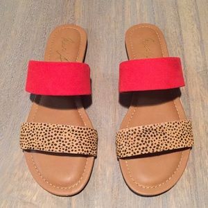 Bright Red and Animal Print Sandals